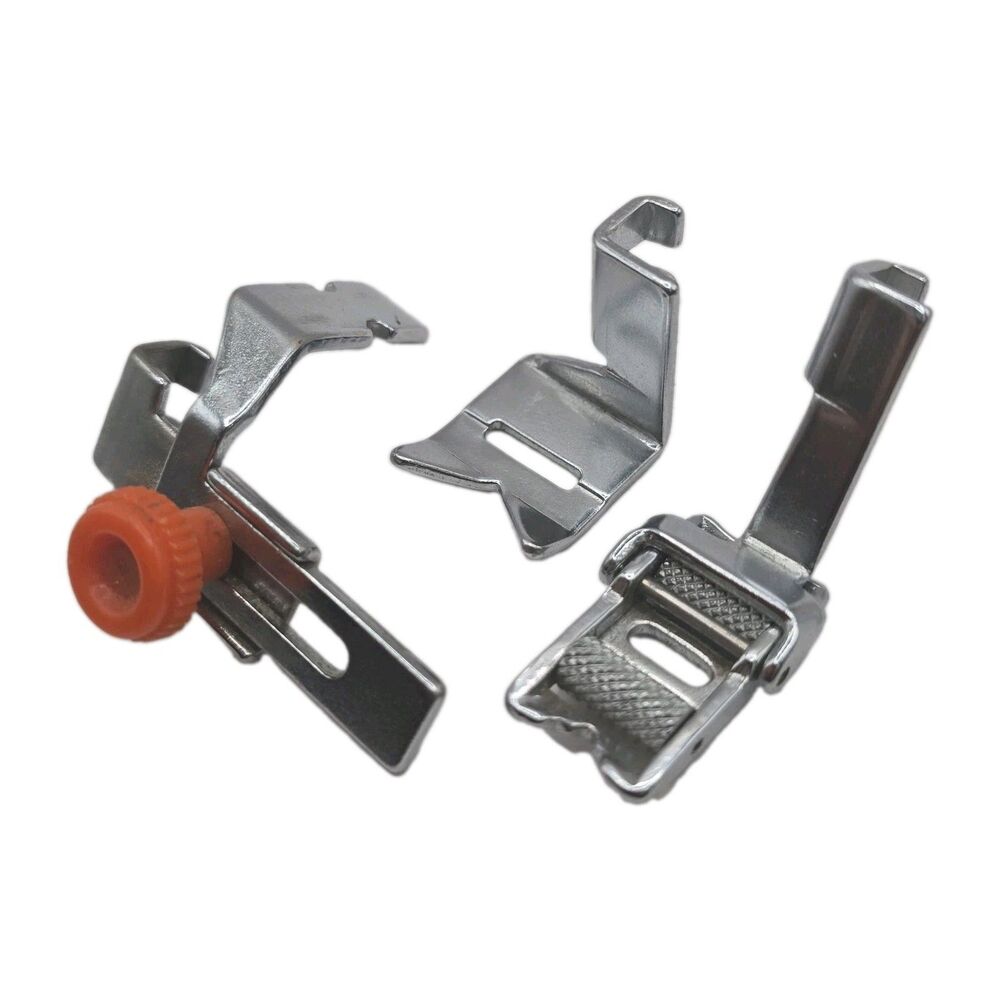 Lot 3 Vintage Low Shank Presser Feet Adjustable Zipper Button Sewing Roller Foot